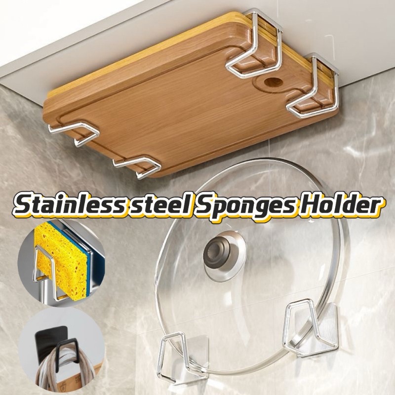 Home Improvement Kitchen - 1-10 個キッチンステンレス鋼スポンジホルダーシンク自己粘着排水乾燥ラック家庭用壁フックキッチンアクセサリー