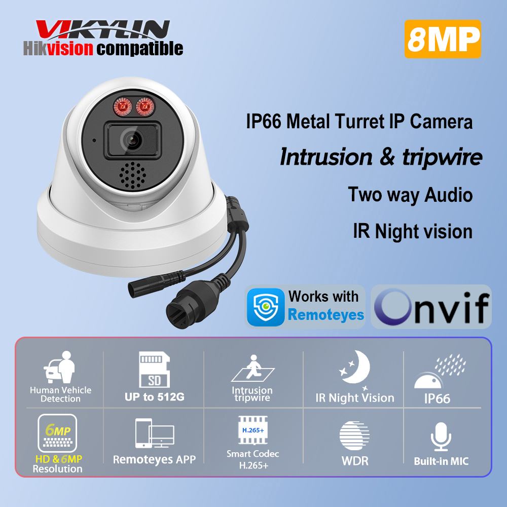 Home Improvement Network - Vikylin 8MP IRナイトビジョンIPカメラ 人間・車両検知 双方向通話対応 屋外セキュリティビデオ監視
