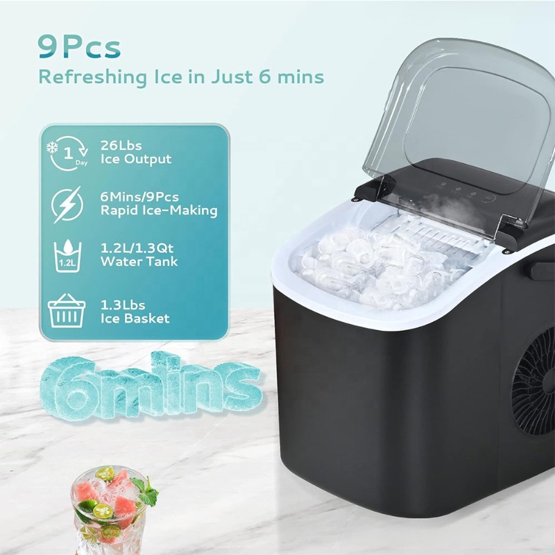 持ち運び可能なカウンタートップ型製氷機。取っ手付きで、家庭、 - Home Improvement Kitchen のレビューと価格